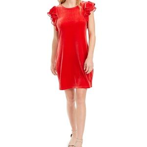 Maison Jules Velvet Ruffle Sleeve Holiday Dress